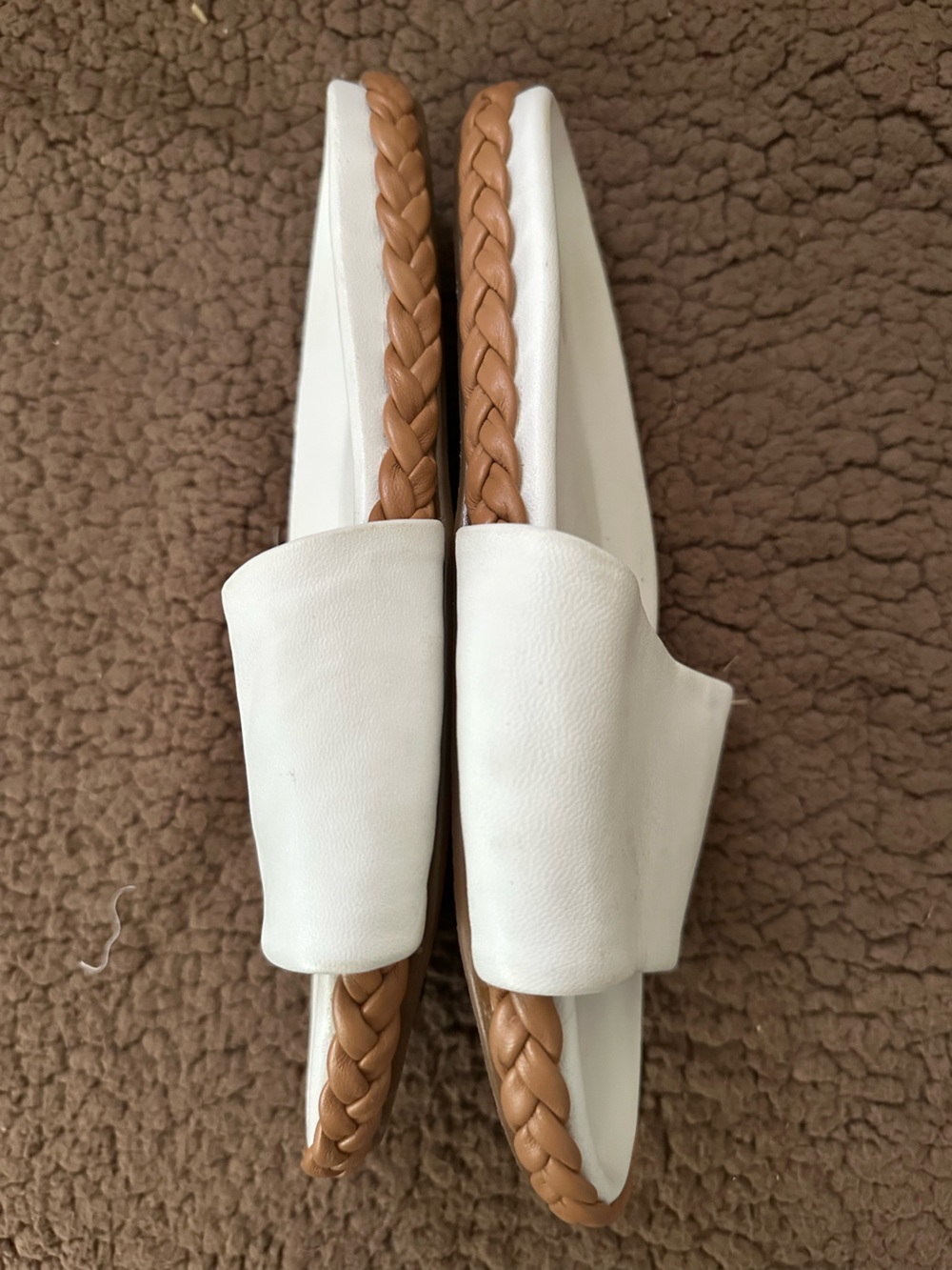 Beek White Leather Braided Jute Slides Sandals Size 8 - Picture 3 of 7